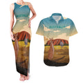 Australia Personalized Couples Matching Tank Maxi Dress and Hawaiian Shirt Uluru Scenery