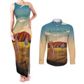 Australia Personalized Couples Matching Tank Maxi Dress and Long Sleeve Button Shirt Uluru Scenery