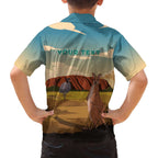 Australia Personalized Family Matching Off The Shoulder Long Sleeve Dress and Hawaiian Shirt Uluru Scenery
