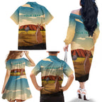 Australia Personalized Family Matching Off The Shoulder Long Sleeve Dress and Hawaiian Shirt Uluru Scenery