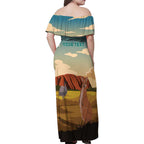 Australia Personalized Family Matching Off Shoulder Maxi Dress and Hawaiian Shirt Uluru Scenery