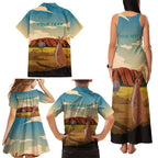 Australia Personalized Family Matching Tank Maxi Dress and Hawaiian Shirt Uluru Scenery