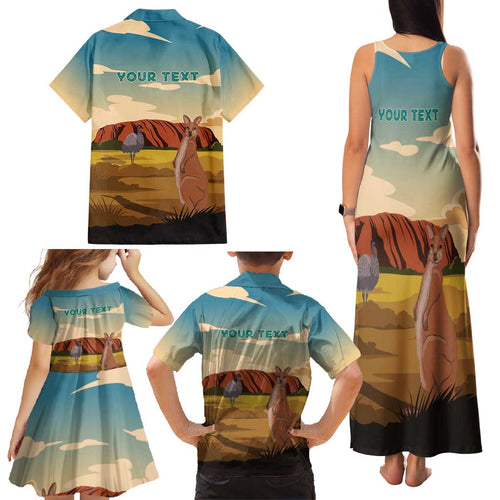 Australia Personalized Family Matching Tank Maxi Dress and Hawaiian Shirt Uluru Scenery