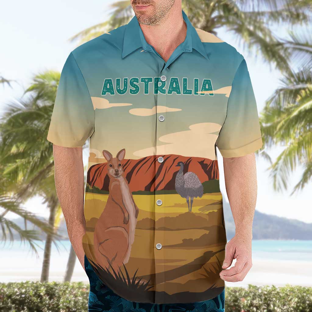 Australia Personalized Hawaiian Shirt Uluru Scenery