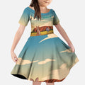 Australia Personalized Kid Short Sleeve Dress Uluru Scenery