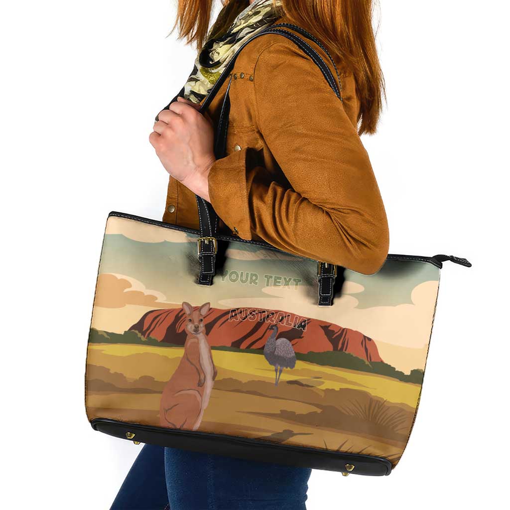 Australia Personalized Leather Tote Bag Uluru Scenery