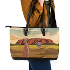 Australia Personalized Leather Tote Bag Uluru Scenery