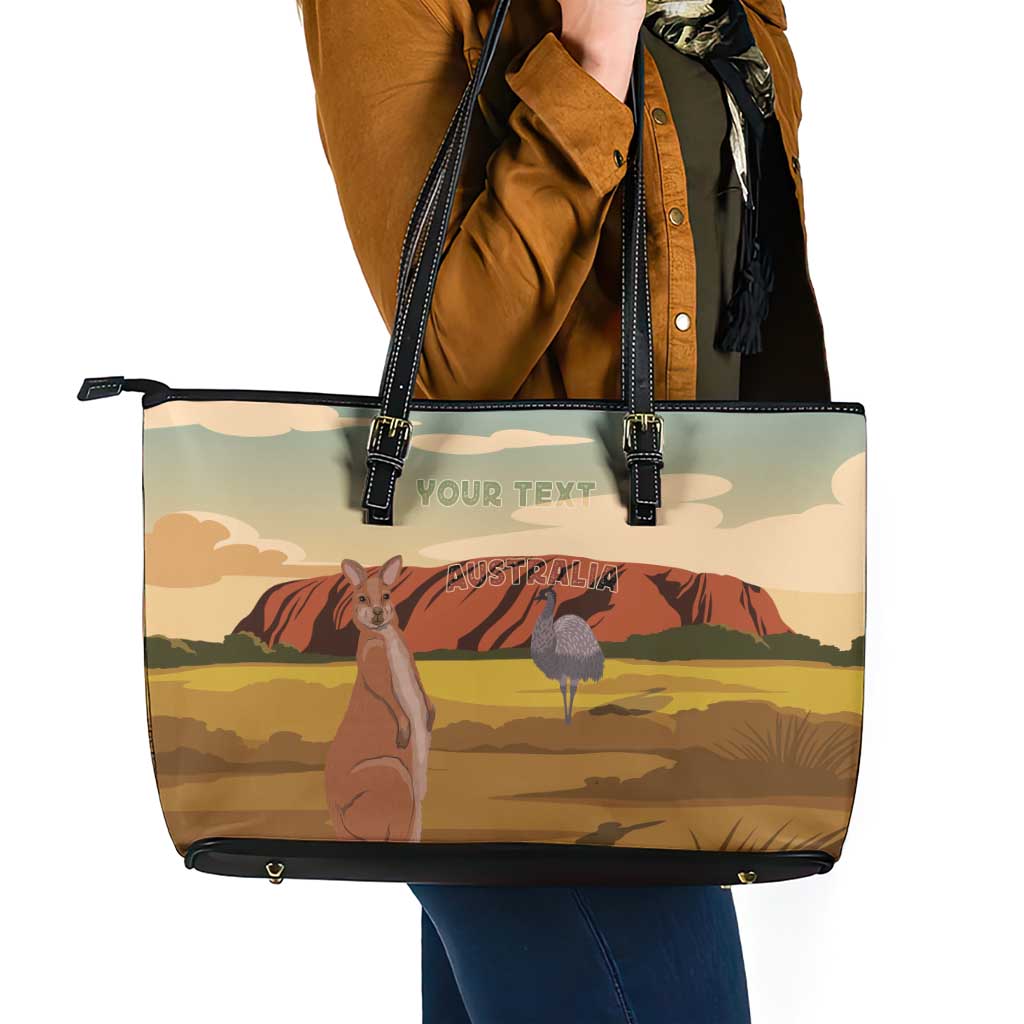 Australia Personalized Leather Tote Bag Uluru Scenery