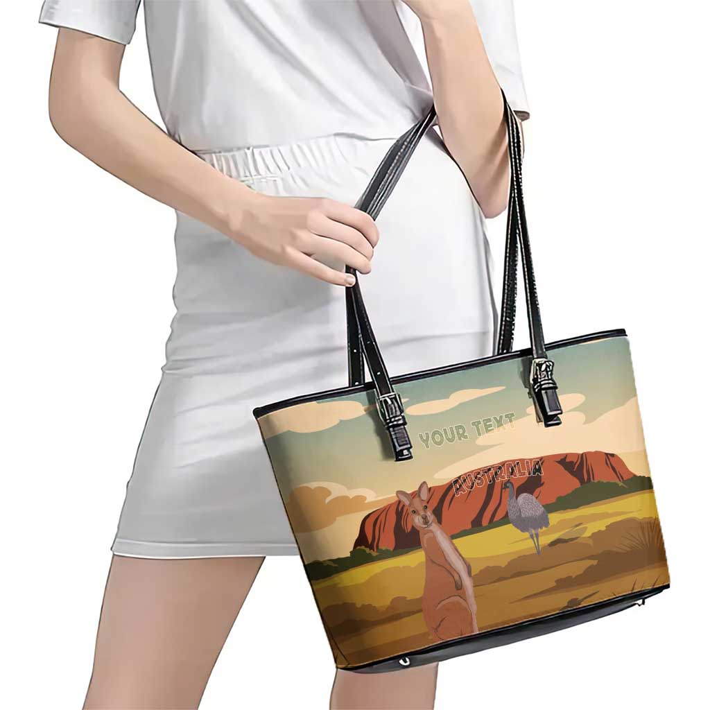 Australia Personalized Leather Tote Bag Uluru Scenery