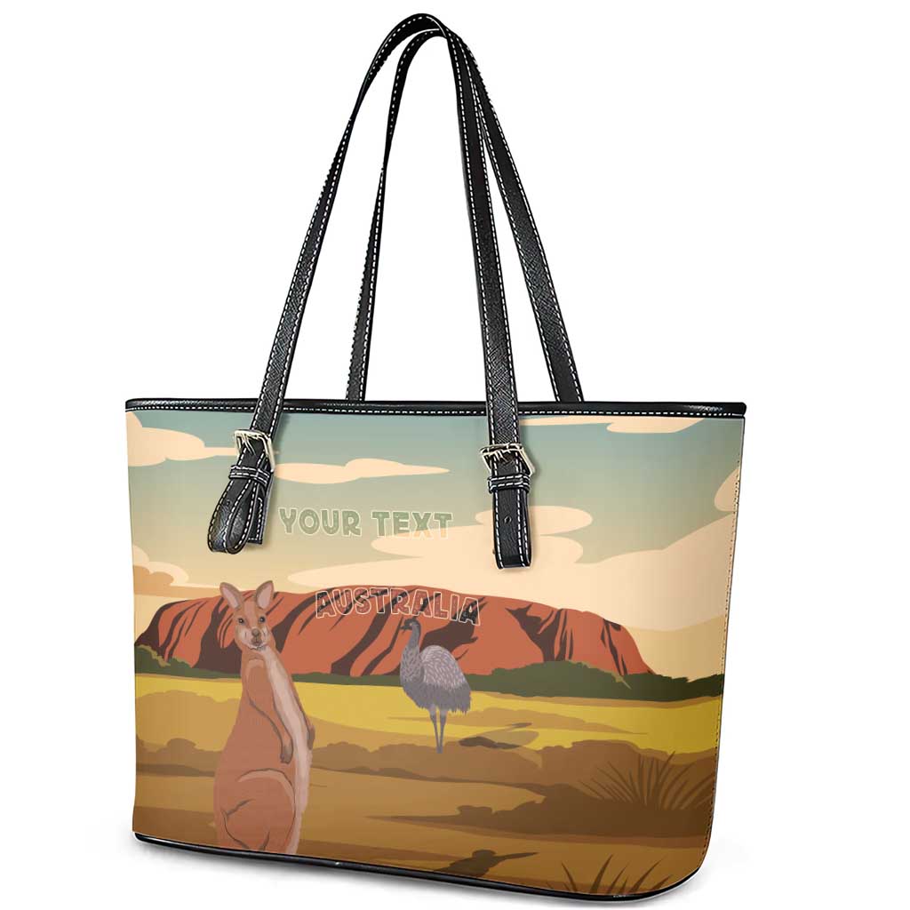 Australia Personalized Leather Tote Bag Uluru Scenery