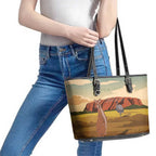 Australia Personalized Leather Tote Bag Uluru Scenery