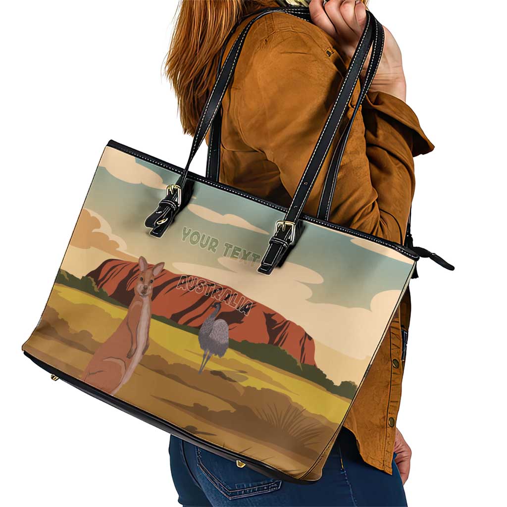 Australia Personalized Leather Tote Bag Uluru Scenery
