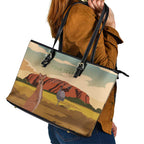 Australia Personalized Leather Tote Bag Uluru Scenery