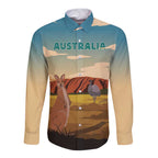 Australia Personalized Long Sleeve Button Shirt Uluru Scenery