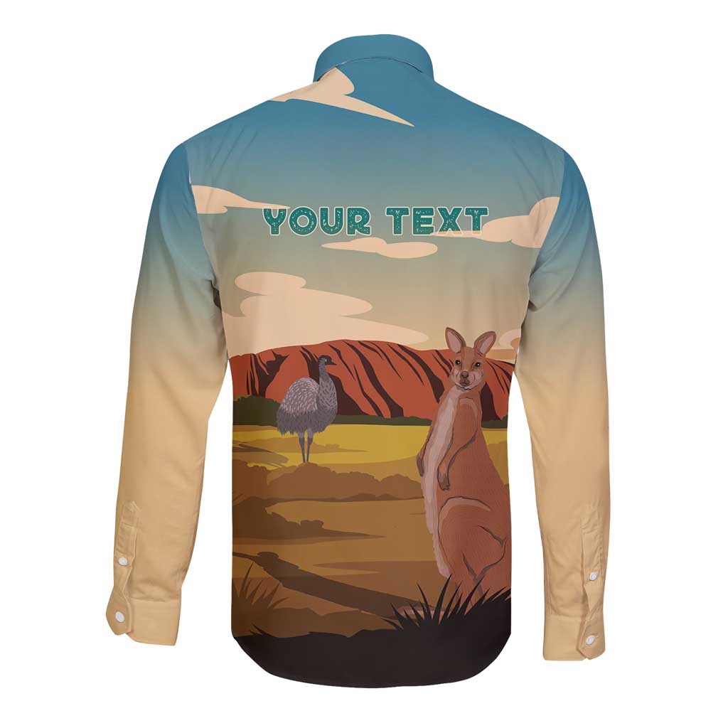 Australia Personalized Long Sleeve Button Shirt Uluru Scenery