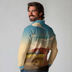 Australia Personalized Long Sleeve Polo Shirt Uluru Scenery