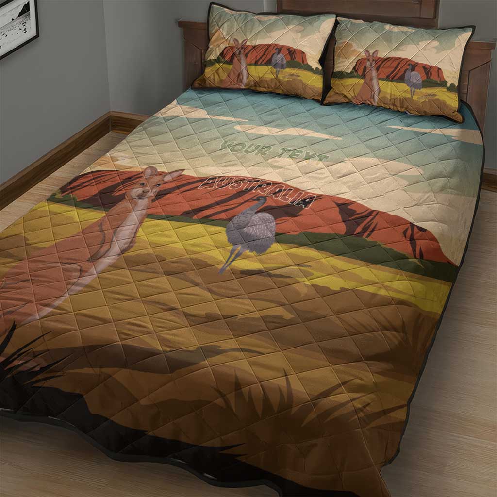 Australia Personalized Quilt Bed Set Uluru Scenery