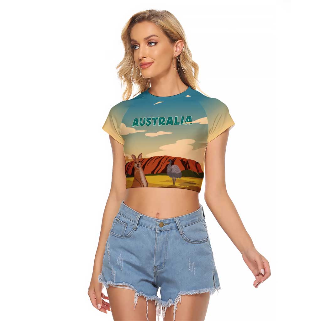 Australia Personalized Raglan Cropped T Shirt Uluru Scenery