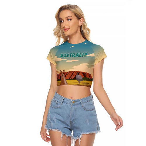 Australia Personalized Raglan Cropped T Shirt Uluru Scenery