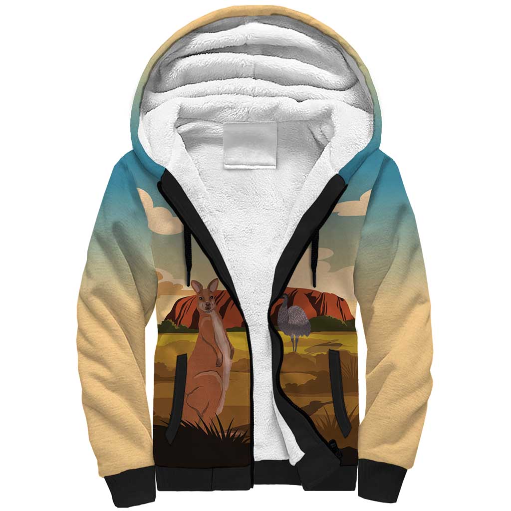 Australia Personalized Sherpa Hoodie Uluru Scenery