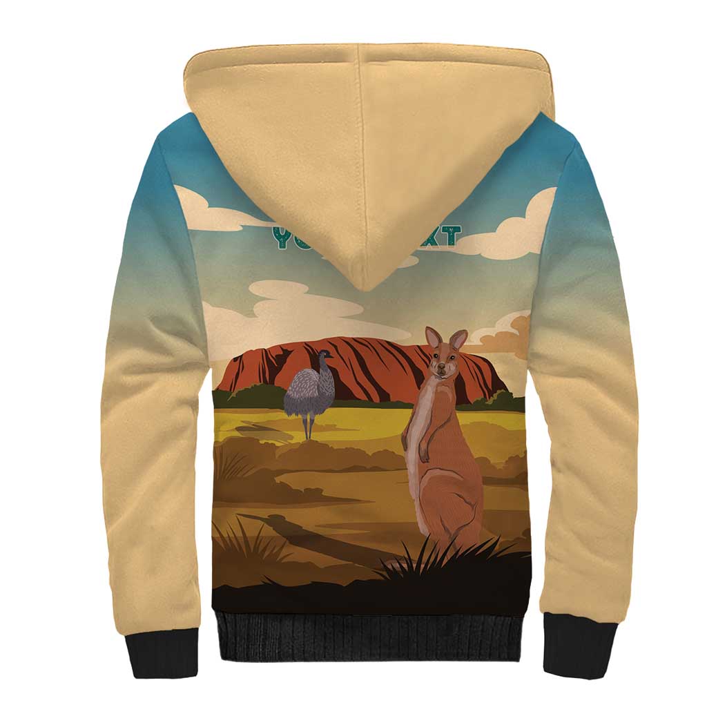 Australia Personalized Sherpa Hoodie Uluru Scenery
