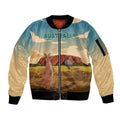 Australia Personalized Sleeve Zip Bomber Jacket Uluru Scenery