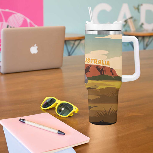 Australia Personalized Tumbler With Handle Uluru Scenery