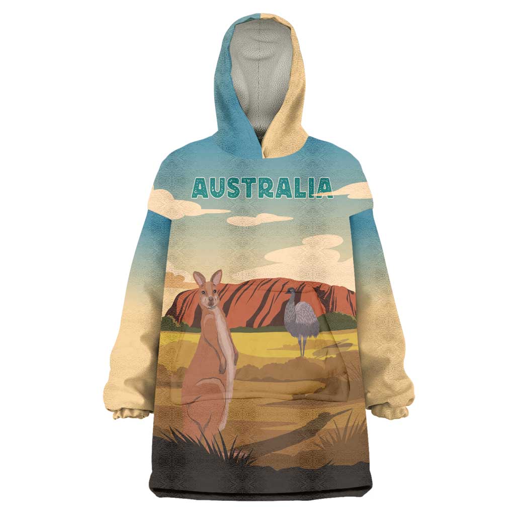 Australia Personalized Wearable Blanket Hoodie Uluru Scenery