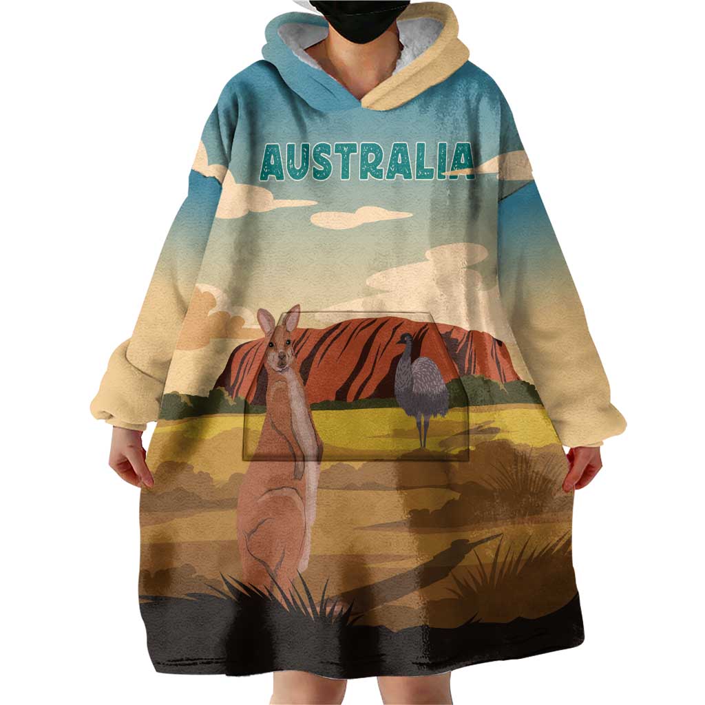 Australia Personalized Wearable Blanket Hoodie Uluru Scenery