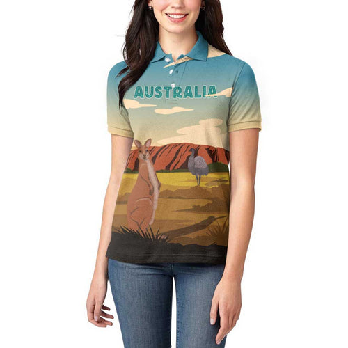 Australia Personalized Women Polo Shirt Uluru Scenery