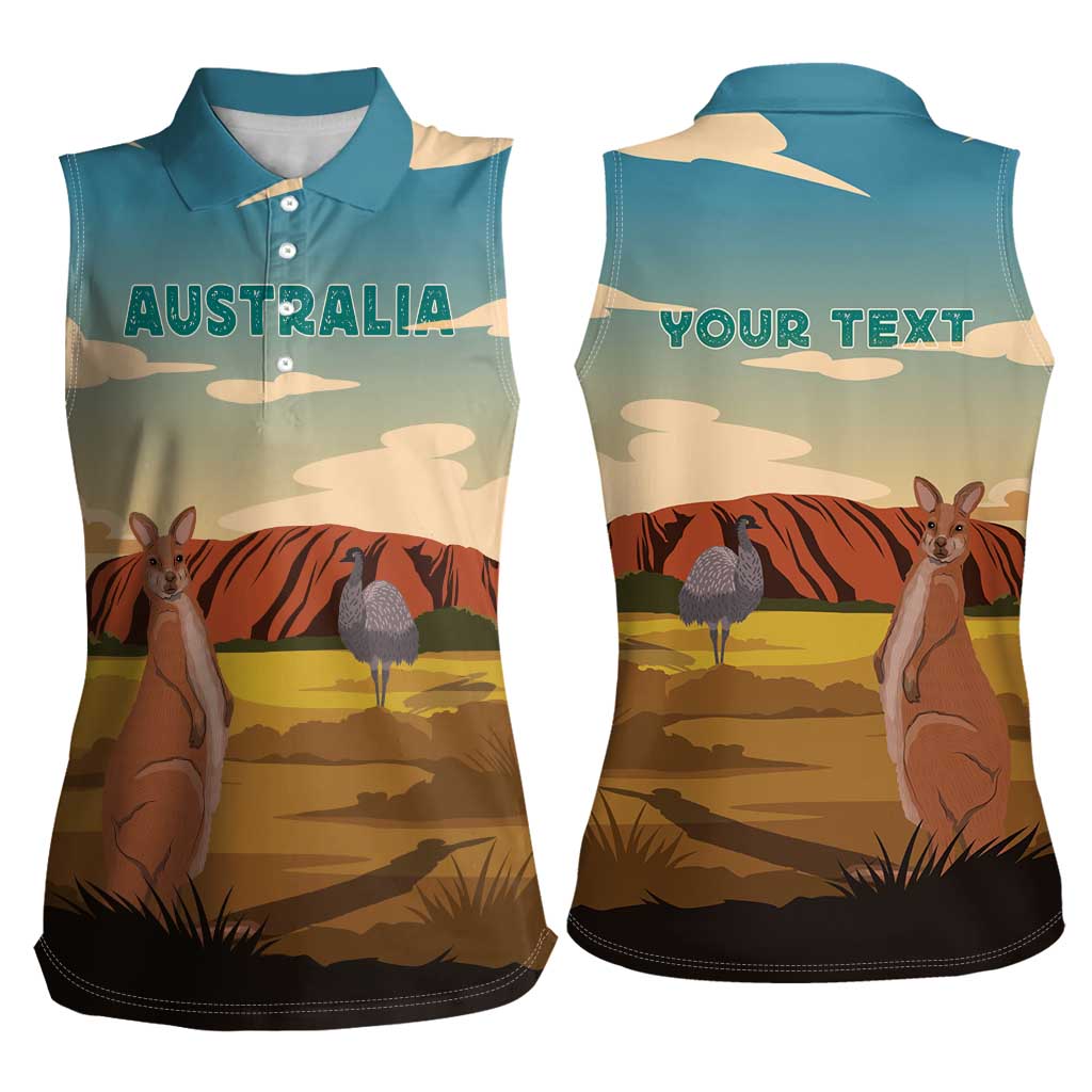 Australia Personalized Women Sleeveless Polo Shirt Uluru Scenery