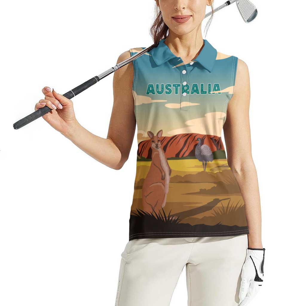 Australia Personalized Women Sleeveless Polo Shirt Uluru Scenery