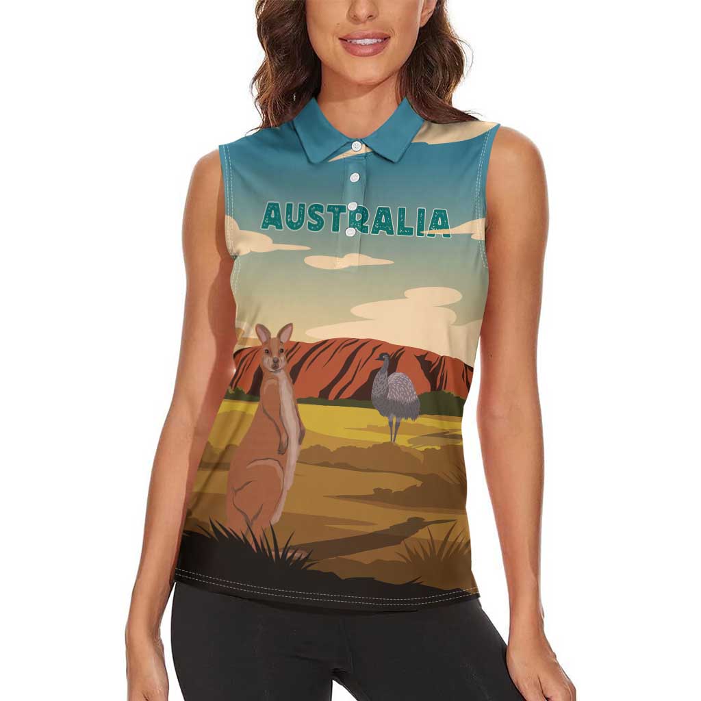 Australia Personalized Women Sleeveless Polo Shirt Uluru Scenery