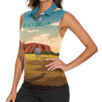 Australia Personalized Women Sleeveless Polo Shirt Uluru Scenery