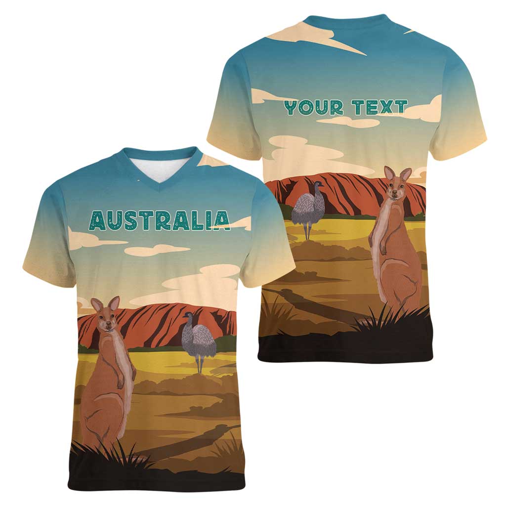 Australia Personalized Women V-Neck T-Shirt Uluru Scenery