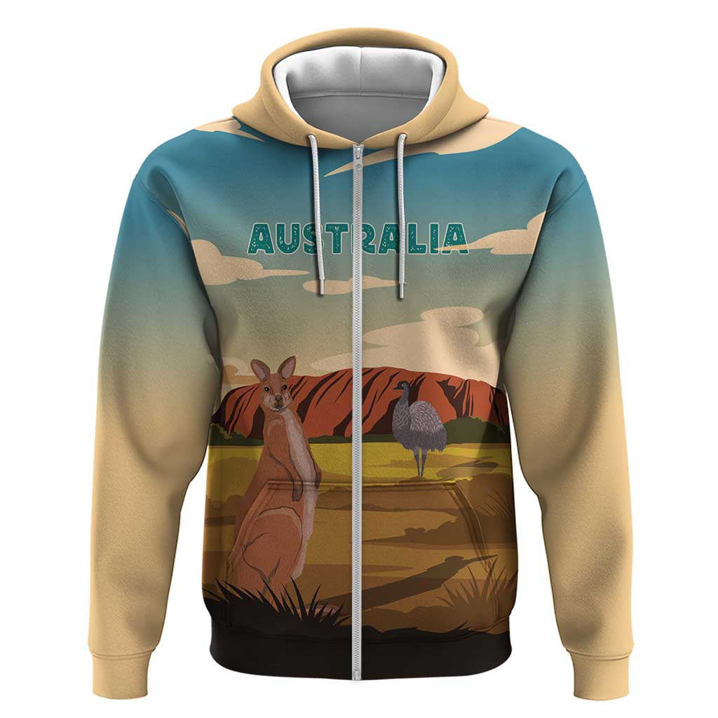 Australia Personalized Zip Hoodie Uluru Scenery