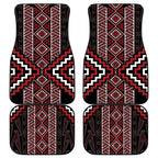 Red Tukutuku Pattern Aotearoa Car Mats Niho Taniwha and Puhoro Motifs
