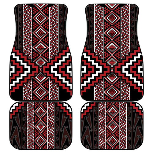 Red Tukutuku Pattern Aotearoa Car Mats Niho Taniwha and Puhoro Motifs