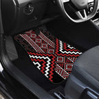Red Tukutuku Pattern Aotearoa Car Mats Niho Taniwha and Puhoro Motifs
