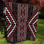 Red Tukutuku Pattern Aotearoa Quilt Niho Taniwha and Puhoro Motifs