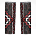 Red Tukutuku Pattern Aotearoa Skinny Tumbler Niho Taniwha and Puhoro Motifs