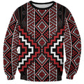 Red Tukutuku Pattern Aotearoa Sweatshirt Niho Taniwha and Puhoro Motifs