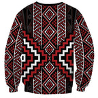 Red Tukutuku Pattern Aotearoa Sweatshirt Niho Taniwha and Puhoro Motifs