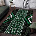 Jade Tukutuku Pattern Aotearoa Area Rug Niho Taniwha and Puhoro Motifs