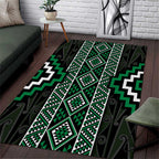 Jade Tukutuku Pattern Aotearoa Area Rug Niho Taniwha and Puhoro Motifs