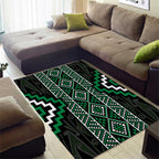 Jade Tukutuku Pattern Aotearoa Area Rug Niho Taniwha and Puhoro Motifs