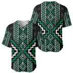 Jade Tukutuku Pattern Aotearoa Baseball Jersey Niho Taniwha and Puhoro Motifs