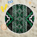 Jade Tukutuku Pattern Aotearoa Beach Blanket Niho Taniwha and Puhoro Motifs