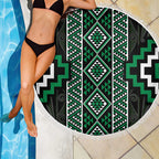 Jade Tukutuku Pattern Aotearoa Beach Blanket Niho Taniwha and Puhoro Motifs