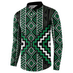 Jade Tukutuku Pattern Aotearoa Button Sweatshirt Niho Taniwha and Puhoro Motifs